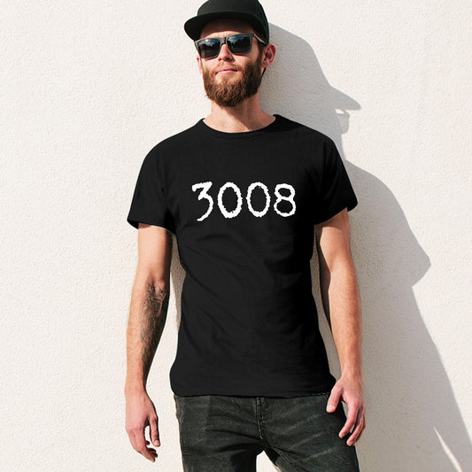 3008 Men's T-shirt 100% cotton - Black