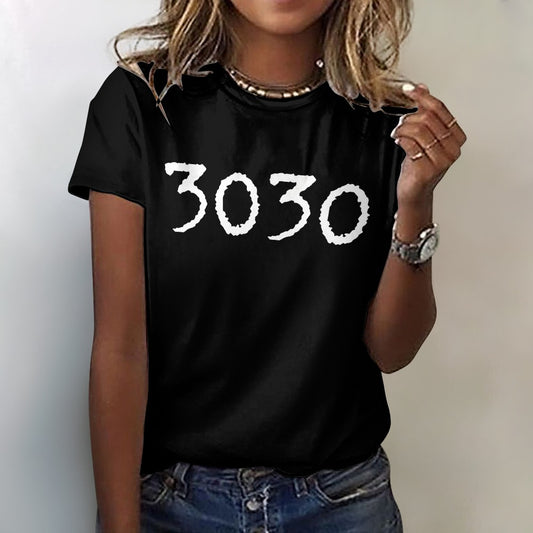 3030 Women's 100% Cotton T-Shirt - Black